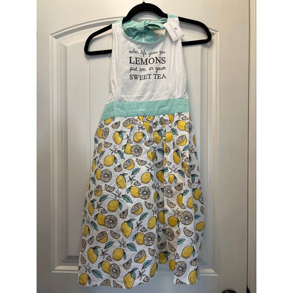 NWT Paula Deen Life Gives You Lemons Apron Print Lemonade Cooking Baking Cotton - Picture 1 of 5